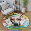 Dachshund Professor Round Carpet Floor Rug Living Room Bedroom Decor Round Area Rug Carpet