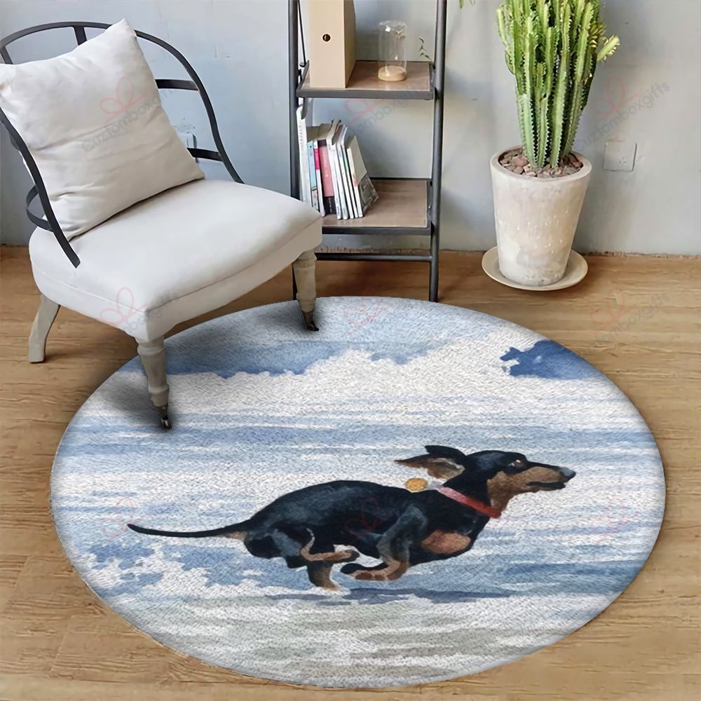 Dachshund Running Round Carpet Floor Rug Living Room Bedroom Decor Round Area Rug Carpet Dachshund Running Round Carpet Floor Rug Living Room Bedroom Decor Round Area Rug Carpet