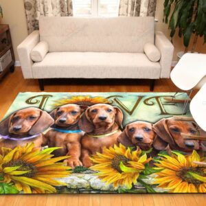 Dachshund Sunflower Rug Sport Decor Gift Floor Decor Living Room Carpet Rug Area Rug - ac6eb4bbe03e