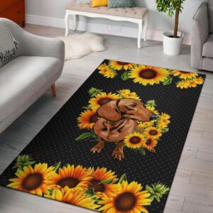 Dachshund Sunflower Rug Sport Decor Gift Floor Decor Living Room Carpet Rug Area Rug - b280b7c17db1