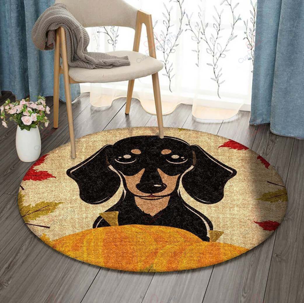 Dachshund Thanksgiving Round Carpet Floor Rug Living Room Bedroom Decor Round Area Rug Carpet Dachshund Thanksgiving Round Carpet Floor Rug Living Room Bedroom Decor Round Area Rug Carpet