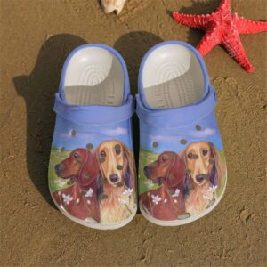 Dachshund With Floral Sku 726 Crocs Crocband Clog Comfortable For Mens Womens Classic Clog Water Shoes