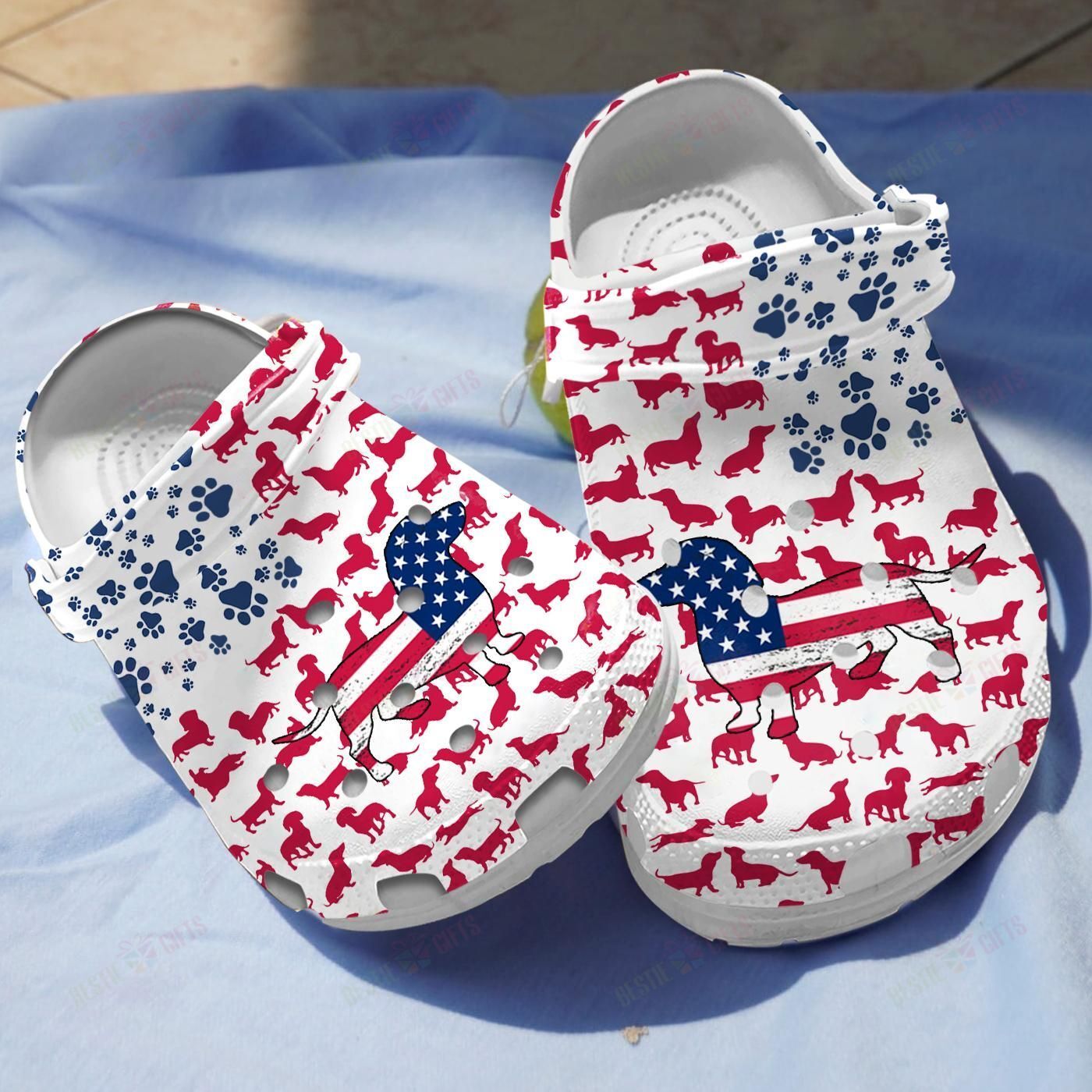 Dachshunds American Flag Crocs Clog Classic Clogs Shoes Dachshunds American Flag Crocs Clog Classic Clogs Shoes