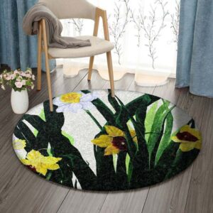 Daffodils Round Carpet Floor Rug Living Room Bedroom Decor Round Area Rug Carpet