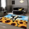 Dairy Cows Sunflower Rug Sport Decor Gift Floor Decor Living Room Carpet Rug Area Rug - 45a7a97c3772
