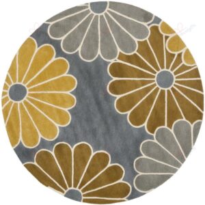 Daisies Grey New Zealand Round Carpet Floor Rug Living Room Bedroom Decor Round Area Rug Carpet