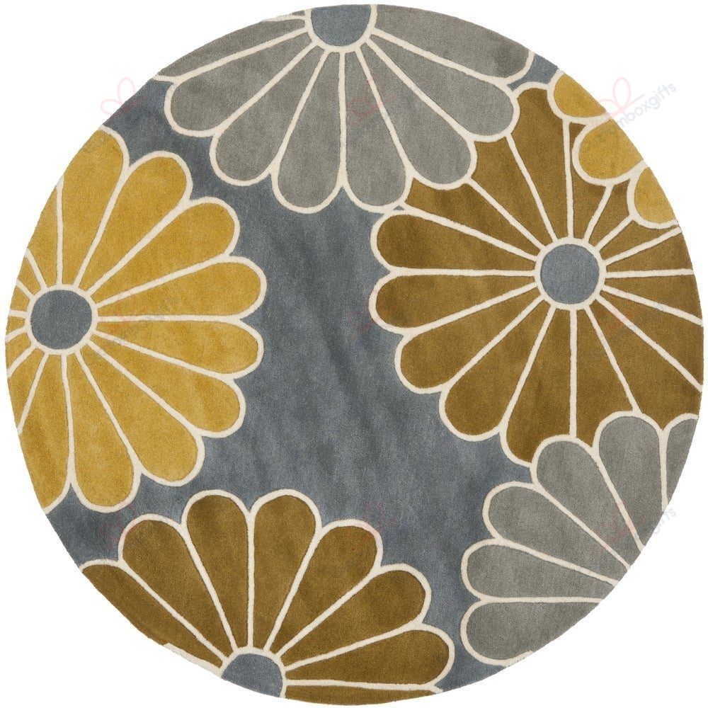 Daisies Grey New Zealand Round Carpet Floor Rug Living Room Bedroom Decor Round Area Rug Carpet Daisies Grey New Zealand Round Carpet Floor Rug Living Room Bedroom Decor Round Area Rug Carpet