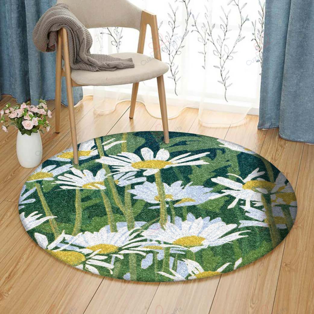 Daisies Round Carpet Floor Rug Living Room Bedroom Decor Round Area Rug Carpet Daisies Round Carpet Floor Rug Living Room Bedroom Decor Round Area Rug Carpet