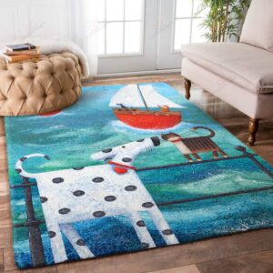 Dalmatian Dog And Cute Cat Rug Sport Decor Gift Floor Decor Living Room Carpet Rug Area Rug - cf744525fcab