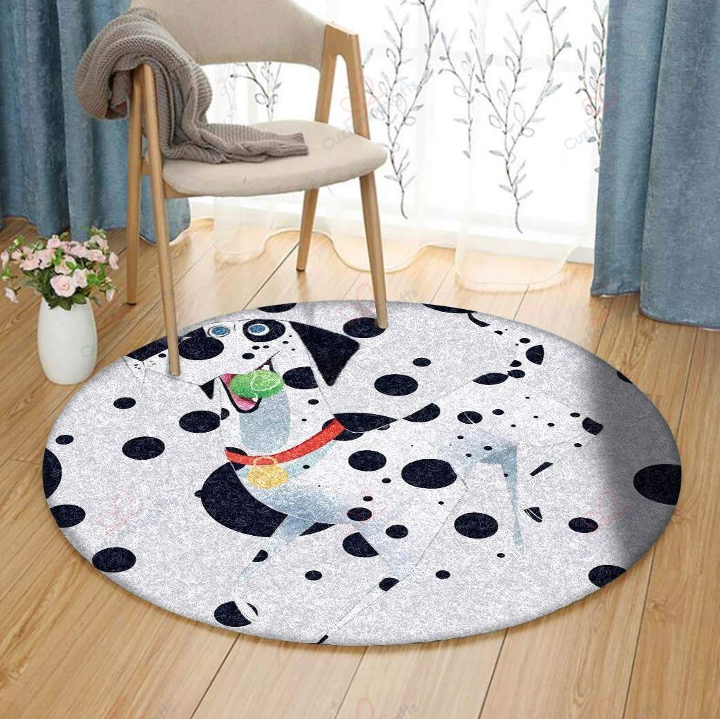 Dalmatian Dog Round Carpet Floor Rug Living Room Bedroom Decor Round Area Rug Carpet Dalmatian Dog Round Carpet Floor Rug Living Room Bedroom Decor Round Area Rug Carpet