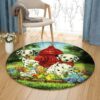 Dalmatian Flower Fire Hydrant Round Carpet Floor Rug Living Room Bedroom Decor Round Area Rug Carpet