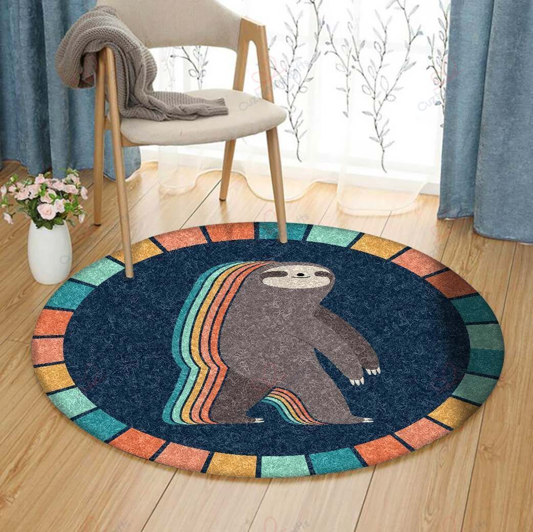 Dancing Sloth Round Carpet Floor Rug Living Room Bedroom Decor Round Area Rug Carpet Dancing Sloth Round Carpet Floor Rug Living Room Bedroom Decor Round Area Rug Carpet