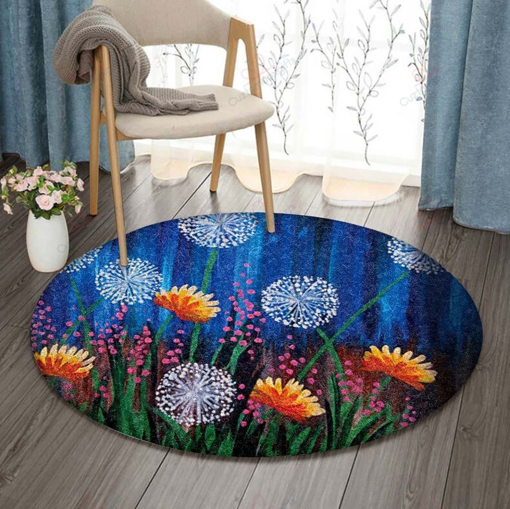 Dandelion Round Carpet Floor Rug Living Room Bedroom Decor Round Area Rug Carpet Dandelion Round Carpet Floor Rug Living Room Bedroom Decor Round Area Rug Carpet