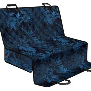 Dark Blue Tropical Leaf Pattern Print Pet Car Back Seat Cover - 68ea977a8f23