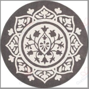 Dark Gray Ivory Medallion Tufted Round Carpet Floor Rug Living Room Bedroom Decor Round Area Rug Carpet