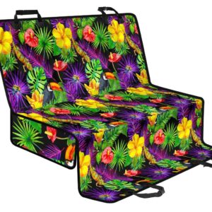 Dark Hawaiian Tropical Pattern Print Pet Car Back Seat Cover - f21a550c0a84