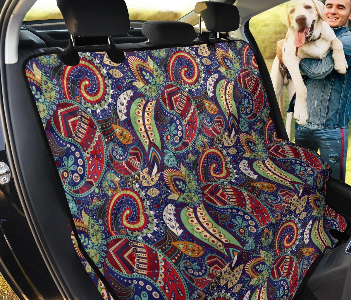 Dark Slate Blue Color Paisley Boho Plant Car Back Seat Cover Dog Car Seat Covers - 148a461fdbfd Dark Slate Blue Color Paisley Boho Plant Car Back Seat Cover Dog Car Seat Covers - 148a461fdbfd