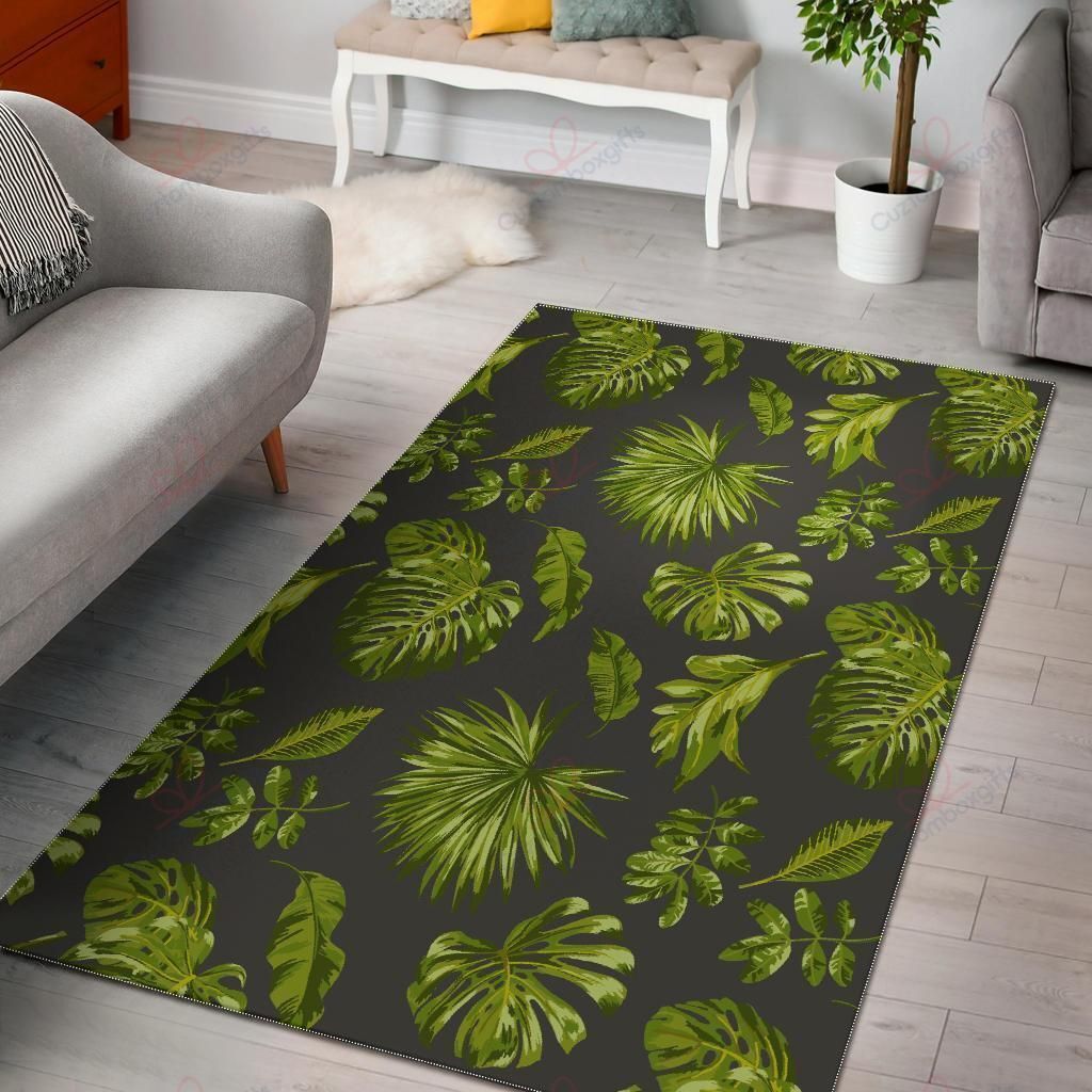 Dark Tropical Leaf Pattern Rug Sport Decor Gift Floor Decor Living Room Carpet Rug Area Rug - f55e78eeae31 Dark Tropical Leaf Pattern Rug Sport Decor Gift Floor Decor Living Room Carpet Rug Area Rug - f55e78eeae31