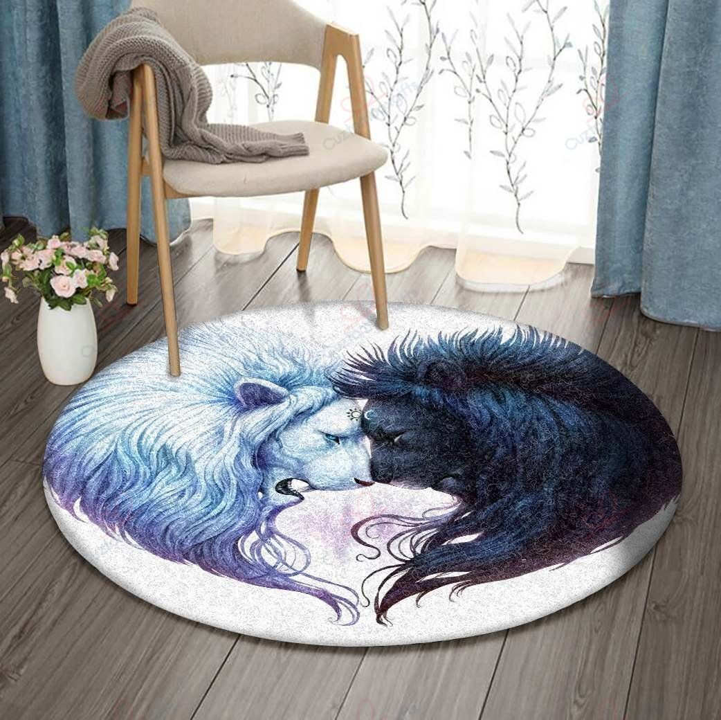 Day And Night Lion Round Carpet Floor Rug Living Room Bedroom Decor Round Area Rug Carpet Day And Night Lion Round Carpet Floor Rug Living Room Bedroom Decor Round Area Rug Carpet