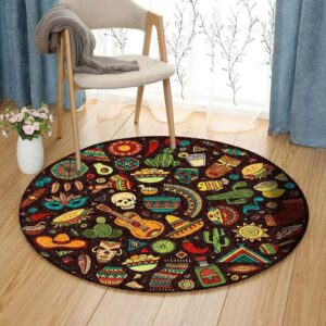 Day Of The Dead Round Carpet Floor Rug Living Room Bedroom Decor Round Area Rug Carpet