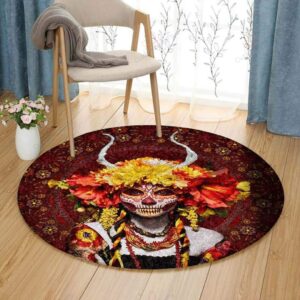 Day Of The Dead Round Carpet Floor Rug Living Room Bedroom Decor Round Area Rug Carpet