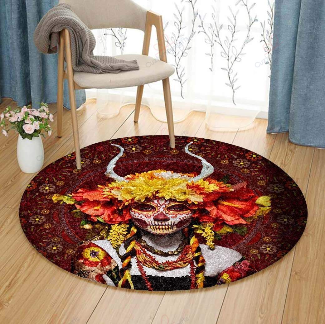 Day Of The Dead Round Carpet Floor Rug Living Room Bedroom Decor Round Area Rug Carpet Day Of The Dead Round Carpet Floor Rug Living Room Bedroom Decor Round Area Rug Carpet