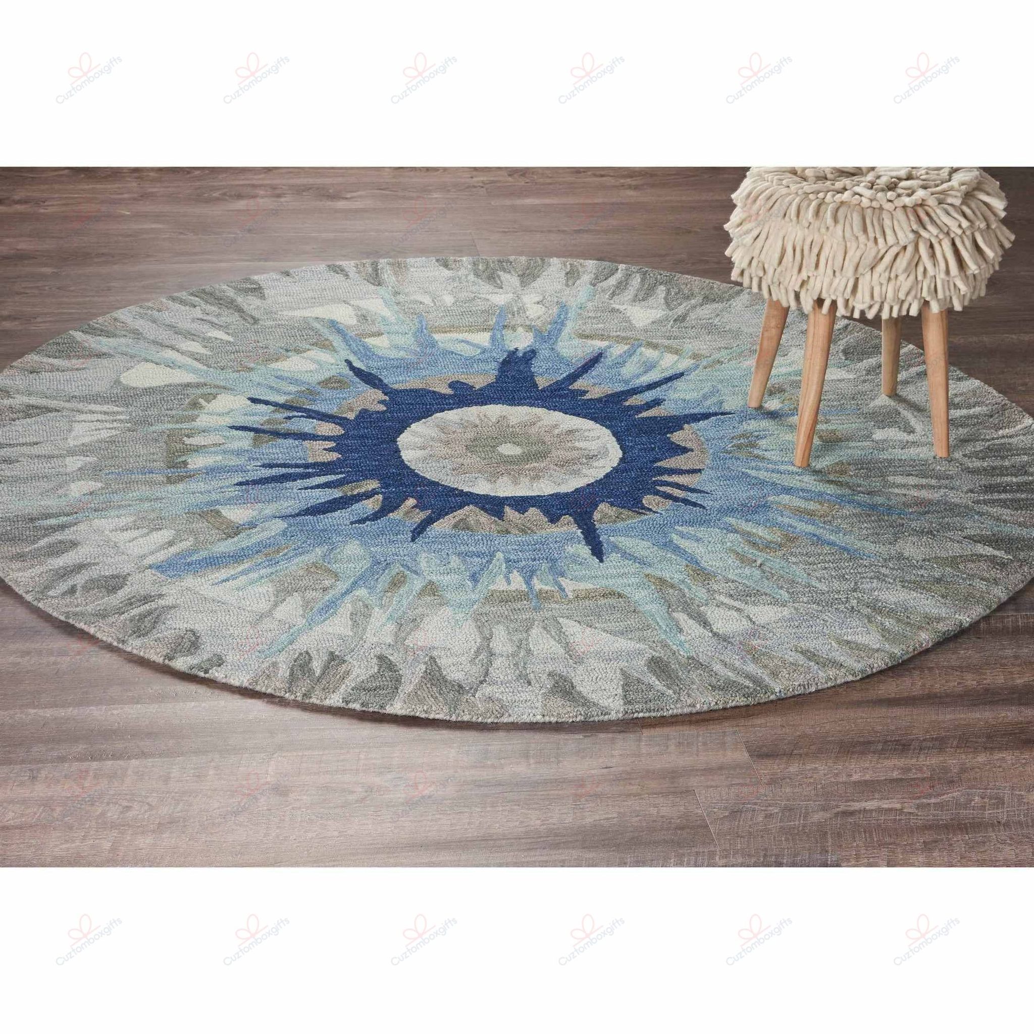 Dazzle Aquatic Medallion Round Carpet Floor Rug Living Room Bedroom Decor Round Area Rug Carpet Dazzle Aquatic Medallion Round Carpet Floor Rug Living Room Bedroom Decor Round Area Rug Carpet