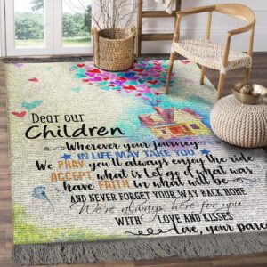 Dear Our Children Were Always Here For You With Love And Kisses Rug Sport Decor Gift Floor Decor Living Room Carpet Rug Area Rug - 58e3ba62ce09