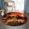 Death Ghost Cat Witch Pumpkin Round Carpet Floor Rug Living Room Bedroom Decor Round Area Rug Carpet