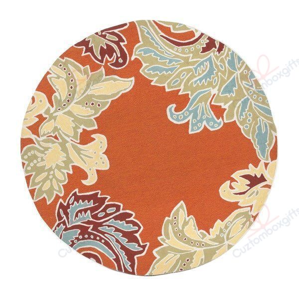 Decorative Border Orange Round Carpet Floor Rug Living Room Bedroom Decor Round Area Rug Carpet Decorative Border Orange Round Carpet Floor Rug Living Room Bedroom Decor Round Area Rug Carpet