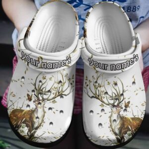 Deer And Butterfly In Autumn Wind Shoes Clog Crocs Clog Crocbland Clog Birthday Gift For Man Woman