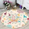 Deer And Flower Round Carpet Floor Rug Living Room Bedroom Decor Round Area Rug Carpet