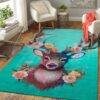 Deer And Flower Rug Sport Decor Gift Floor Decor Living Room Carpet Rug Area Rug - 0c3637388c80