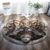 Deer And Girl Round Carpet Floor Rug Living Room Bedroom Decor Round Area Rug Carpet