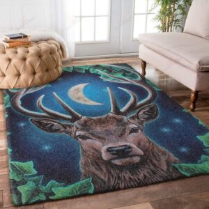 Deer And Moon Rug Sport Decor Gift Floor Decor Living Room Carpet Rug Area Rug - 38b5920c3342