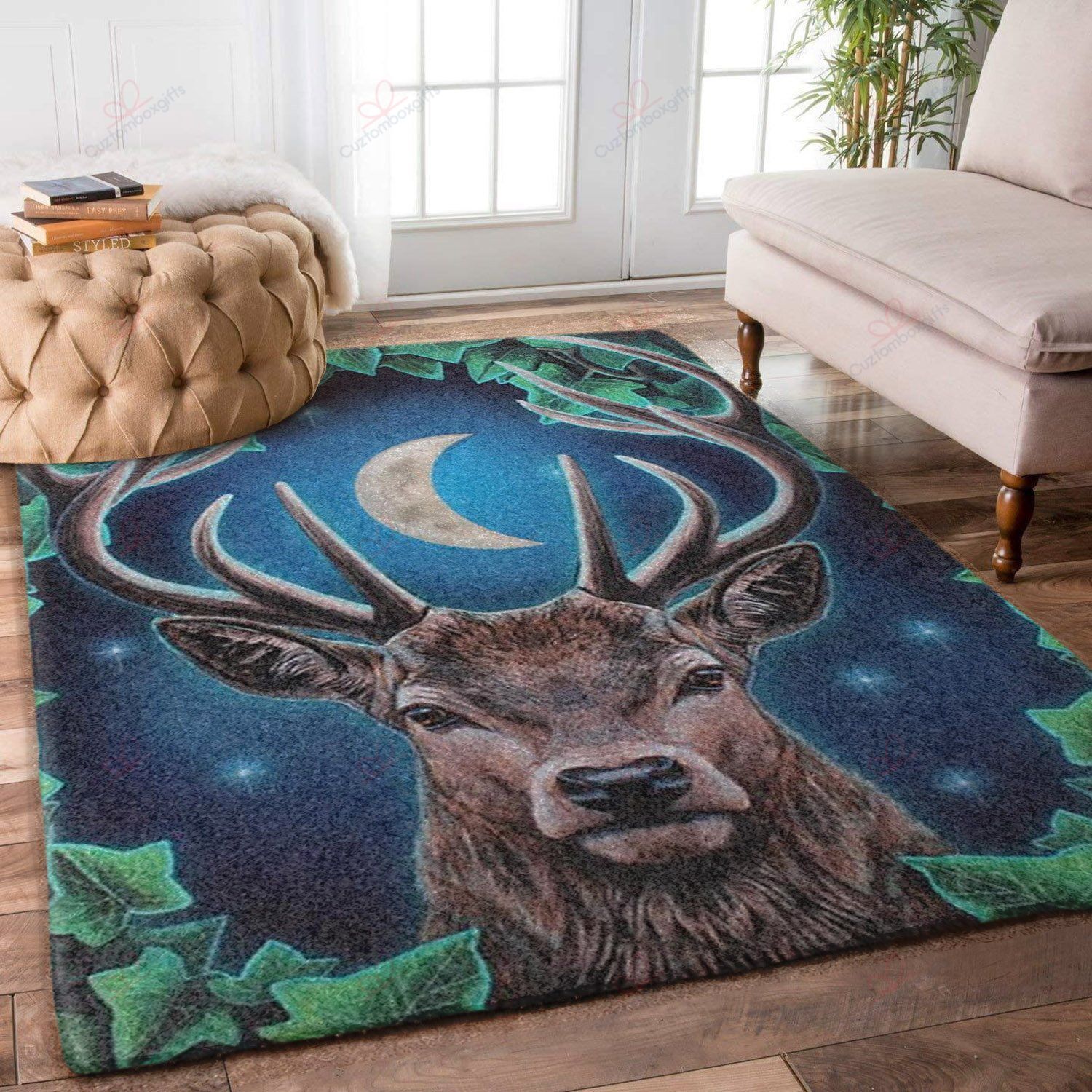 Deer And Moon Rug Sport Decor Gift Floor Decor Living Room Carpet Rug Area Rug - e821c3003ea9 Deer And Moon Rug Sport Decor Gift Floor Decor Living Room Carpet Rug Area Rug - e821c3003ea9
