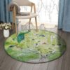 Deer And Peacock Round Carpet Floor Rug Living Room Bedroom Decor Round Area Rug Carpet