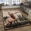 Deer And Pine Tree Rug Sport Decor Gift Floor Decor Living Room Carpet Rug Area Rug - 2b07e639ffe6
