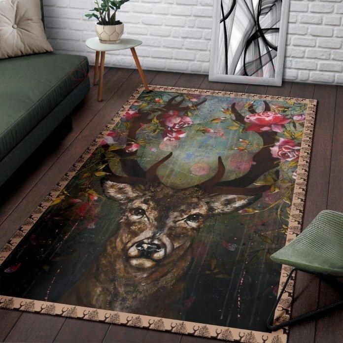 Deer And Rose Rug Sport Decor Gift Floor Decor Living Room Carpet Rug Area Rug - d3eed656ac70 Deer And Rose Rug Sport Decor Gift Floor Decor Living Room Carpet Rug Area Rug - d3eed656ac70