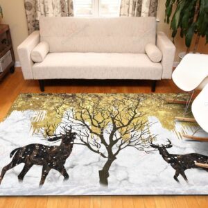 Deer And Tree Rug Sport Decor Gift Floor Decor Living Room Carpet Rug Area Rug - 055751912f62