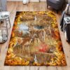 Deer Autumn Leaf Rug Sport Decor Gift Floor Decor Living Room Carpet Rug Area Rug - 1db5bb3a8236