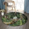 Deer Bird Round Carpet Floor Rug Living Room Bedroom Decor Round Area Rug Carpet