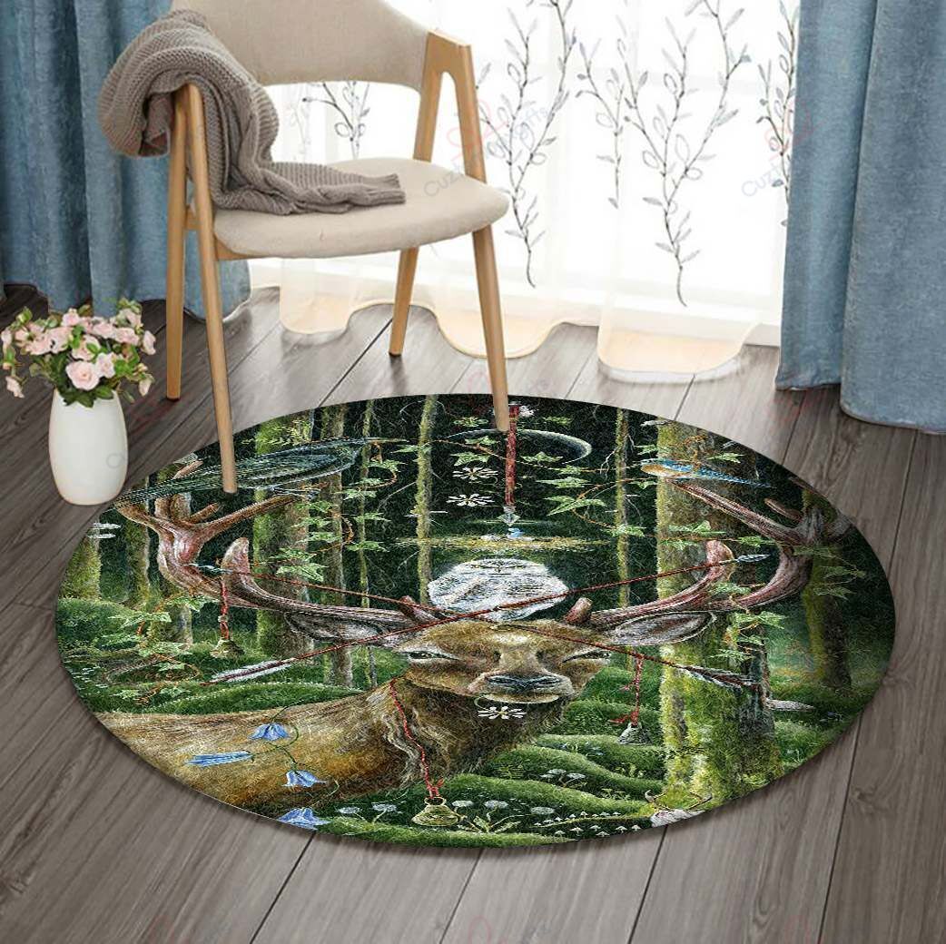 Deer Bird Round Carpet Floor Rug Living Room Bedroom Decor Round Area Rug Carpet Deer Bird Round Carpet Floor Rug Living Room Bedroom Decor Round Area Rug Carpet
