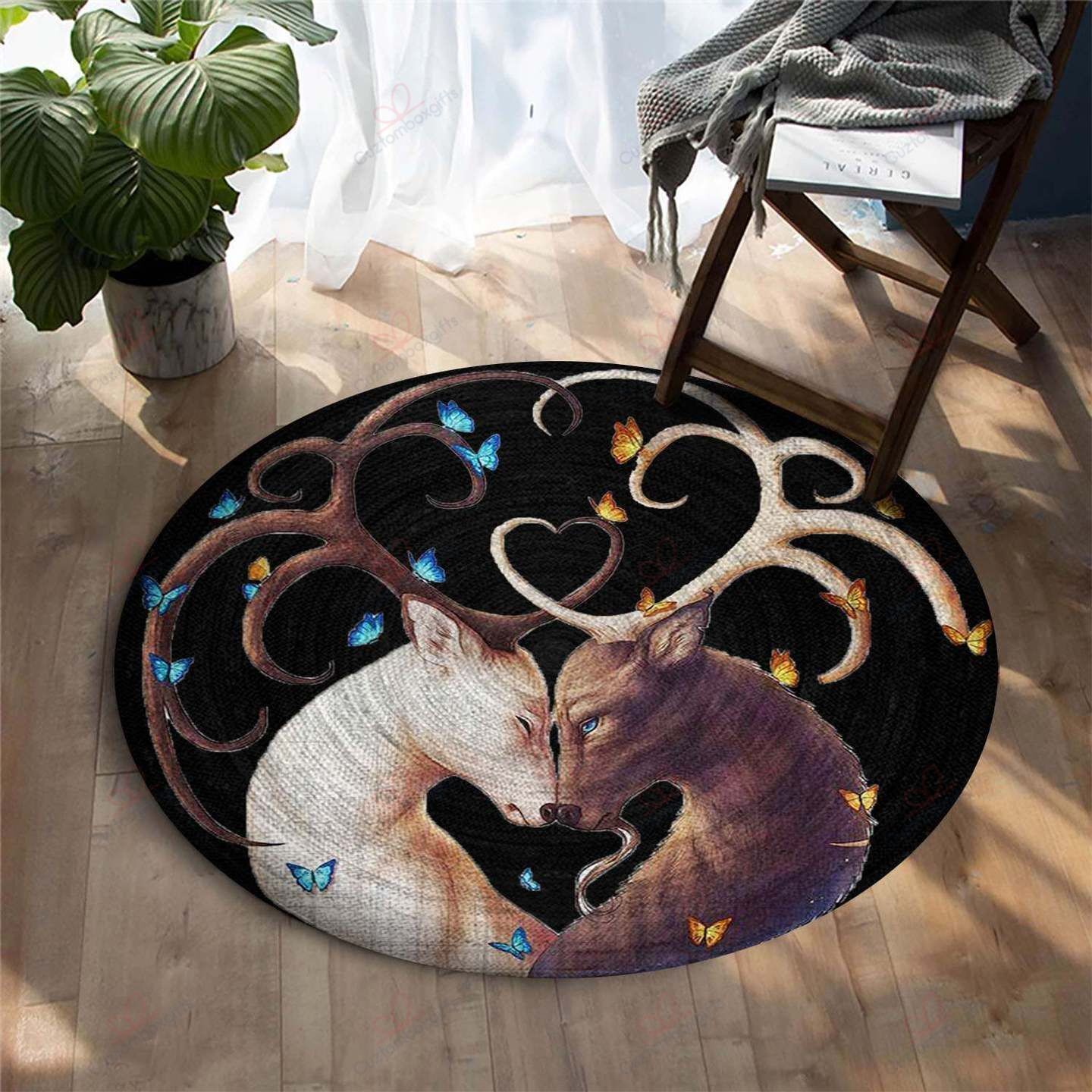 Deer Couple Round Carpet Floor Rug Living Room Bedroom Decor Round Area Rug Carpet Deer Couple Round Carpet Floor Rug Living Room Bedroom Decor Round Area Rug Carpet