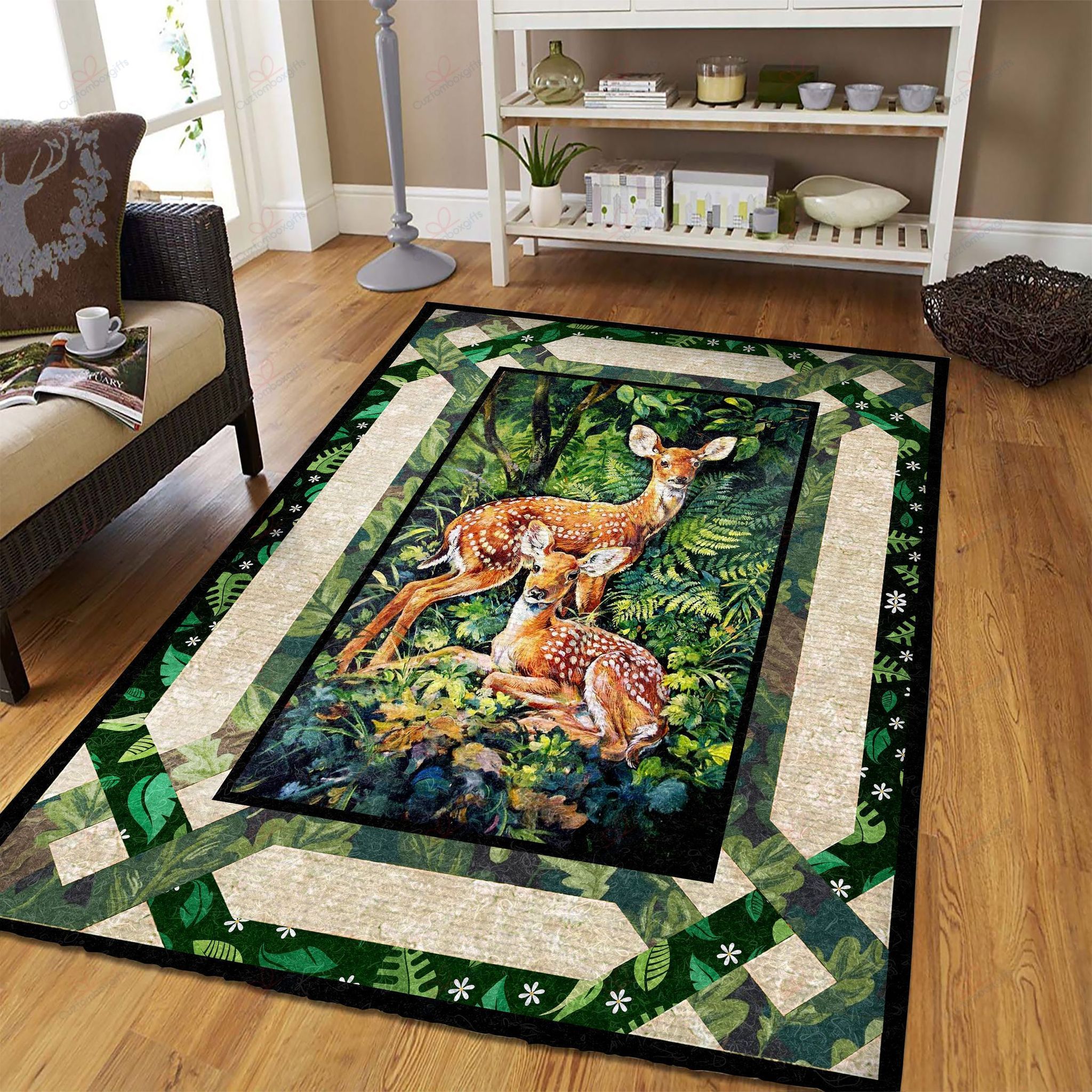 Deer Couple In The Garden Rug Sport Decor Gift Floor Decor Living Room Carpet Rug Area Rug - 56ebf2d2fbfc Deer Couple In The Garden Rug Sport Decor Gift Floor Decor Living Room Carpet Rug Area Rug - 56ebf2d2fbfc