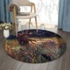 Deer Crow Round Carpet Floor Rug Living Room Bedroom Decor Round Area Rug Carpet