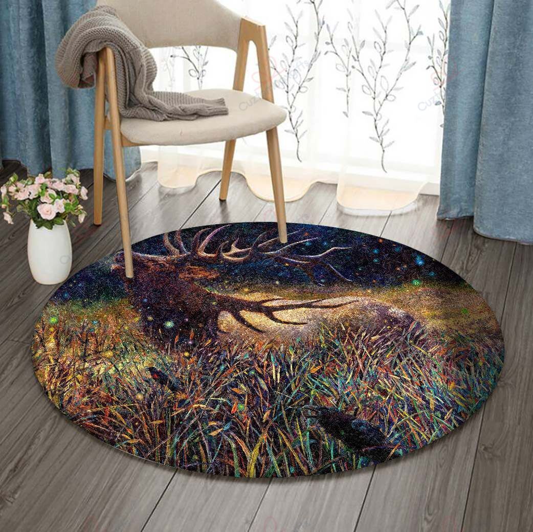 Deer Crow Round Carpet Floor Rug Living Room Bedroom Decor Round Area Rug Carpet Deer Crow Round Carpet Floor Rug Living Room Bedroom Decor Round Area Rug Carpet