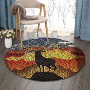 Deer Dot Painting Round Carpet Floor Rug Living Room Bedroom Decor Round Area Rug Carpet