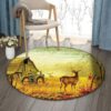 Deer Farmer Round Carpet Floor Rug Living Room Bedroom Decor Round Area Rug Carpet