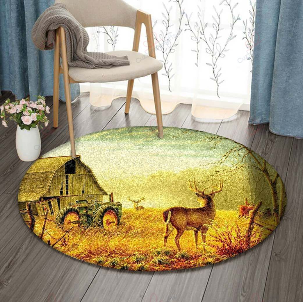 Deer Farmer Round Carpet Floor Rug Living Room Bedroom Decor Round Area Rug Carpet Deer Farmer Round Carpet Floor Rug Living Room Bedroom Decor Round Area Rug Carpet